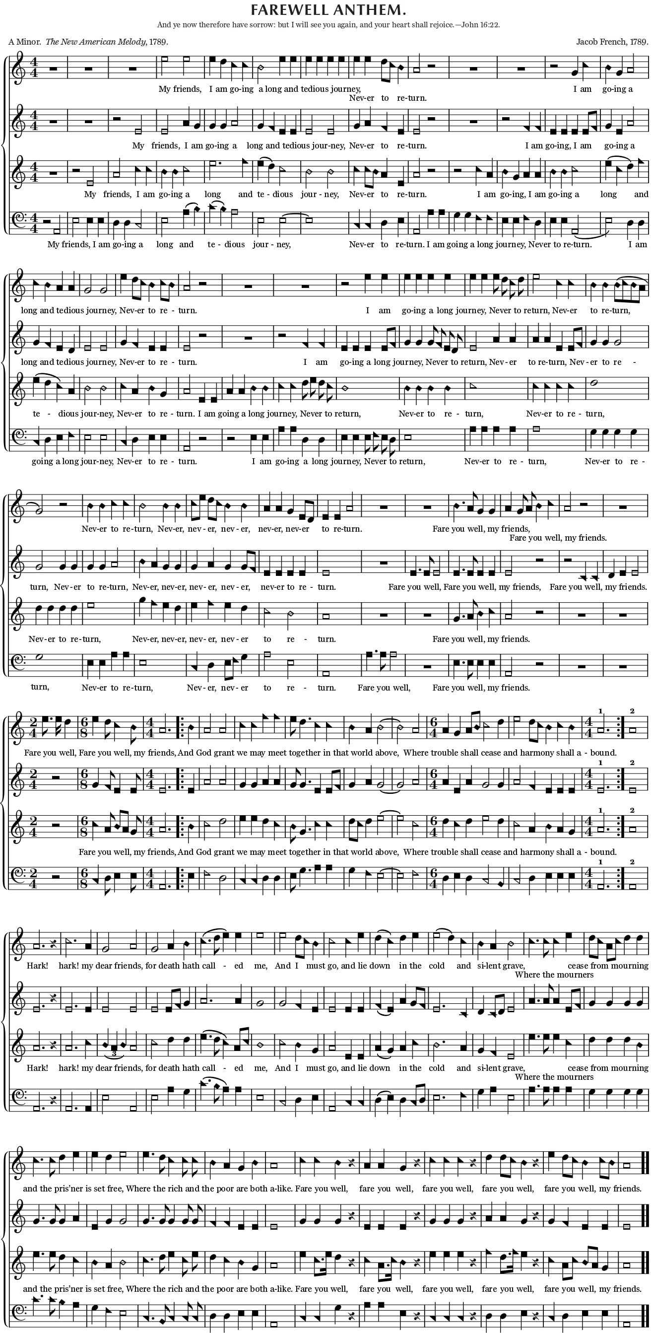 Sacred Harp Bremen score image for 260 Farewell Anthem